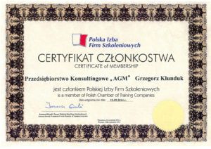 Certyfikat - Polska Izba Firm Szkoleniowych